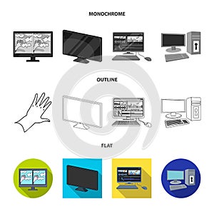 Vector design of screen and computer logo. Collection of screen and mockup stock vector illustration.