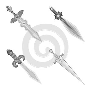 Vector design of sharp and blade symbol. Set of sharp and dagger vector icon for stock.