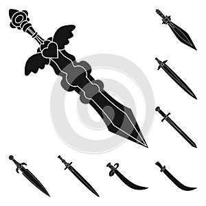 Vector design of sharp and blade symbol. Set of sharp and dagger vector icon for stock.