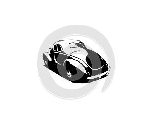 vector design silhouette of 1932 Ford coupe. premium isolated white background view from behind.