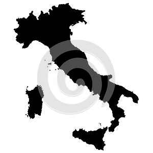 Vector design silhouette black map of Italy