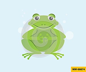 Vector design of smiling frog on sky blue background