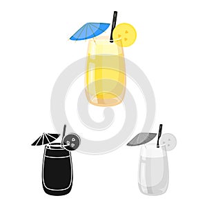 Vector design of smoothie and banana logo. Set of smoothie and fruit vector icon for stock.