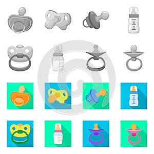 Isolated object of soother and pacifier icon. Set of soother and care stock vector illustration.