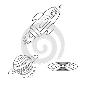 Vector design of space and galaxy icon. Set of space and travels vector icon for stock.