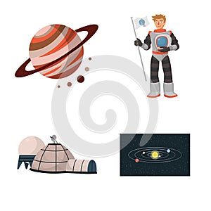 Vector design of space and galaxy logo. Set of space and travels stock symbol for web.