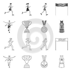 Vector design of sport  and winner logo. Set of sport  and fitness  vector icon for stock.