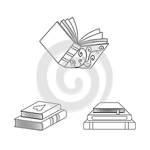 Vector design of study and literature logo. Collection of study and source stock symbol for web.