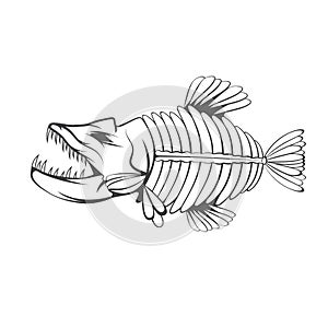 Vector design template of aggressive fish skeleton