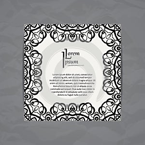 Vector design template. Business card with monogram circle ornament. Mandala style.