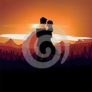 Vector design template illustration of beautiful love and soul mates