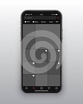 Vector Design Template Photo Sharing Mobile App Instagram UI UX Concept Dark Mode