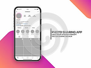 Vector Design Template Photo Sharing Mobile App UI UX Concept Light Mode