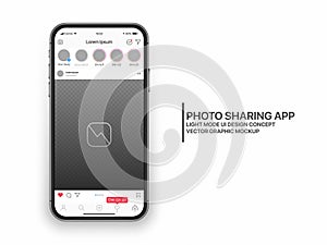 Vector Design Template Photo Sharing Mobile App UI UX Concept Light Mode