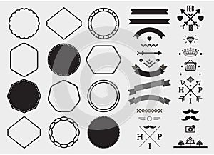 Vector design template set, collection for making badge, logo, stamp. photo