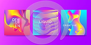 Vector design template in trendy vibrant gradient colors with abstract fluid shapes, paint splashes, ink drops