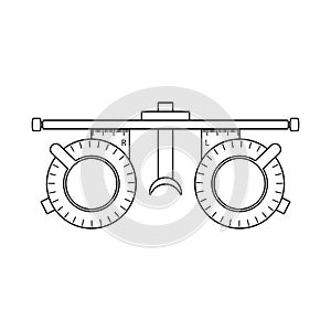 Vector design of test and frame symbol. Set of test and optometric stock symbol for web.