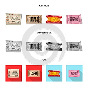 Vector design of ticket and admission icon. Collection of ticket and event vector icon for stock.