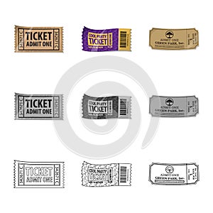Vector design of ticket and admission icon. Set of ticket and event stock vector illustration.