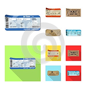 Vector design of ticket and admission logo. Collection of ticket and event stock vector illustration.