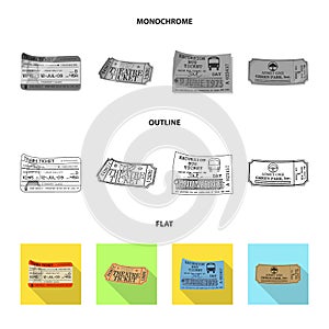 Vector design of ticket and admission logo. Collection of ticket and event stock vector illustration.