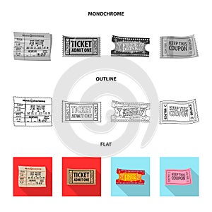 Vector design of ticket and admission logo. Set of ticket and event stock vector illustration.