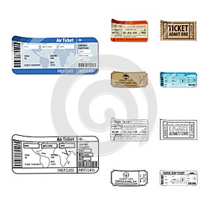 Vector design of ticket and admission logo. Set of ticket and event stock vector illustration.