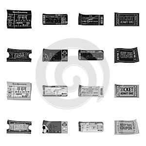 Vector design of ticket and admission logo. Set of ticket and event vector icon for stock.