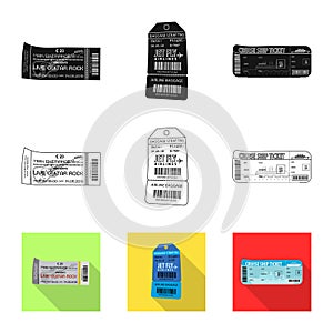 Vector design of ticket and admission sign. Collection of ticket and event vector icon for stock.