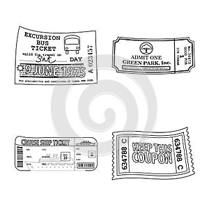 Vector design of ticket and admission sign. Set of ticket and event vector icon for stock.