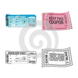 Vector design of ticket and admission symbol. Collection of ticket and event vector icon for stock.