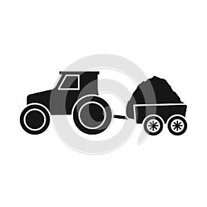 Vector design of tractor and trailer icon. Collection of tractor and hay stock vector illustration.