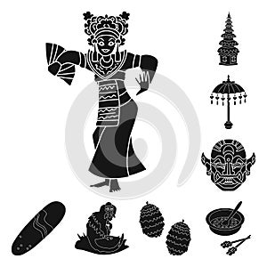 Vector design of  and traditional icon. Set of  and bali vector icon for stock.
