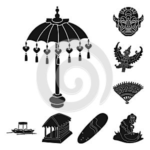 Vector design of  and traditional symbol. Set of  and bali stock vector illustration.