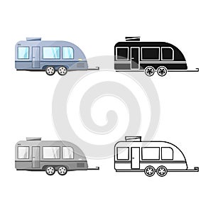 Isolated object of trailer and camper sign. Web element of trailer and vintage stock vector illustration.