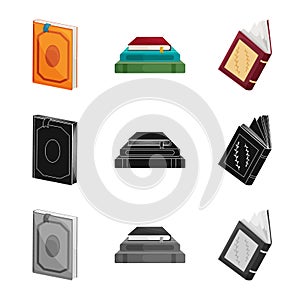 Vector design of training and cover icon. Set of training and bookstore  stock vector illustration.