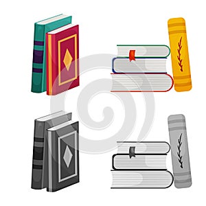 Vector design of training and cover icon. Set of training and bookstore stock vector illustration.