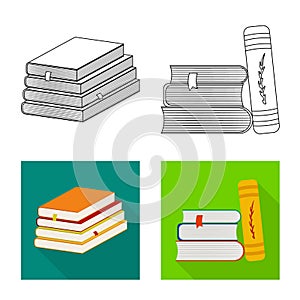Vector design of training and cover sign. Set of training and bookstore vector icon for stock.