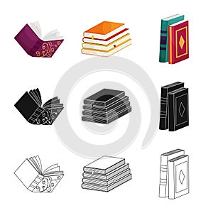 Vector design of training and cover symbol. Set of training and bookstore  stock symbol for web.