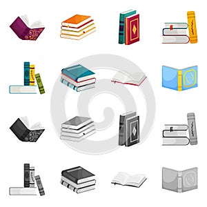 Vector design of training and cover symbol. Set of training and bookstore  vector icon for stock.