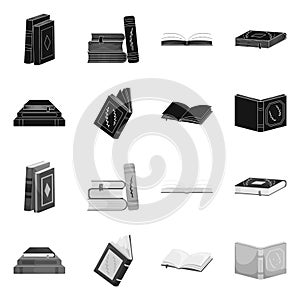 Vector design of training and cover symbol. Set of training and bookstore  vector icon for stock.