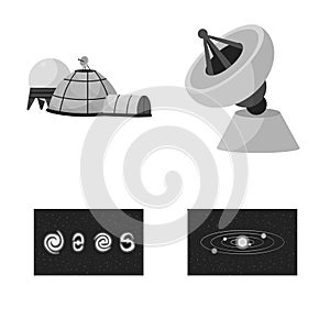 Vector design of universe and travels logo. Collection of universe and cosmic stock vector illustration.