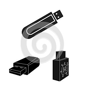 Vector design of usb and drive icon. Collection of usb and jump stock symbol for web.