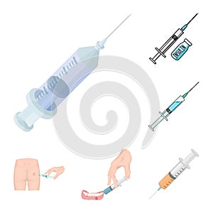 Vector design of vaccine and syringe icon. Collection of vaccine and antibiotic stock vector illustration.