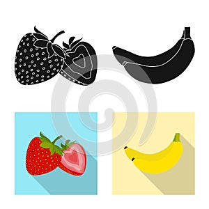 Vector design of vegetable and fruit icon. Set of vegetable and vegetarian stock vector illustration.