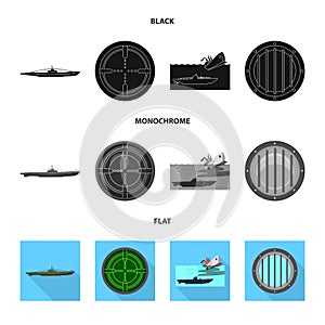 Vector design of war  and ship logo. Set of war  and fleet stock vector illustration.