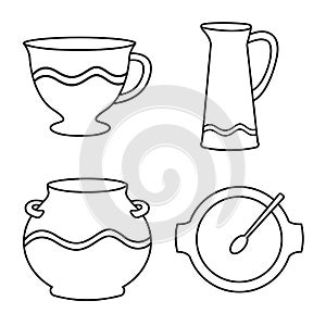Isolated object of ware and tableware logo. Collection of ware and clayware stock vector illustration. photo