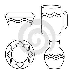 Vector design of ware and tableware symbol. Collection of ware and clayware stock symbol for web.
