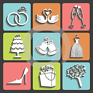 Vector Design wedding Flat icons for Web and Mobile