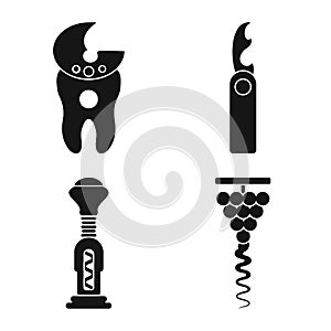Isolated object of winery and mechanical icon. Set of winery and corkscrew vector icon for stock. photo